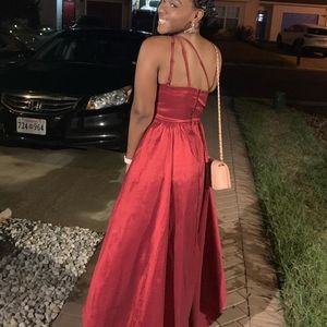 High low 1 shoulder red/burgandy formal dress